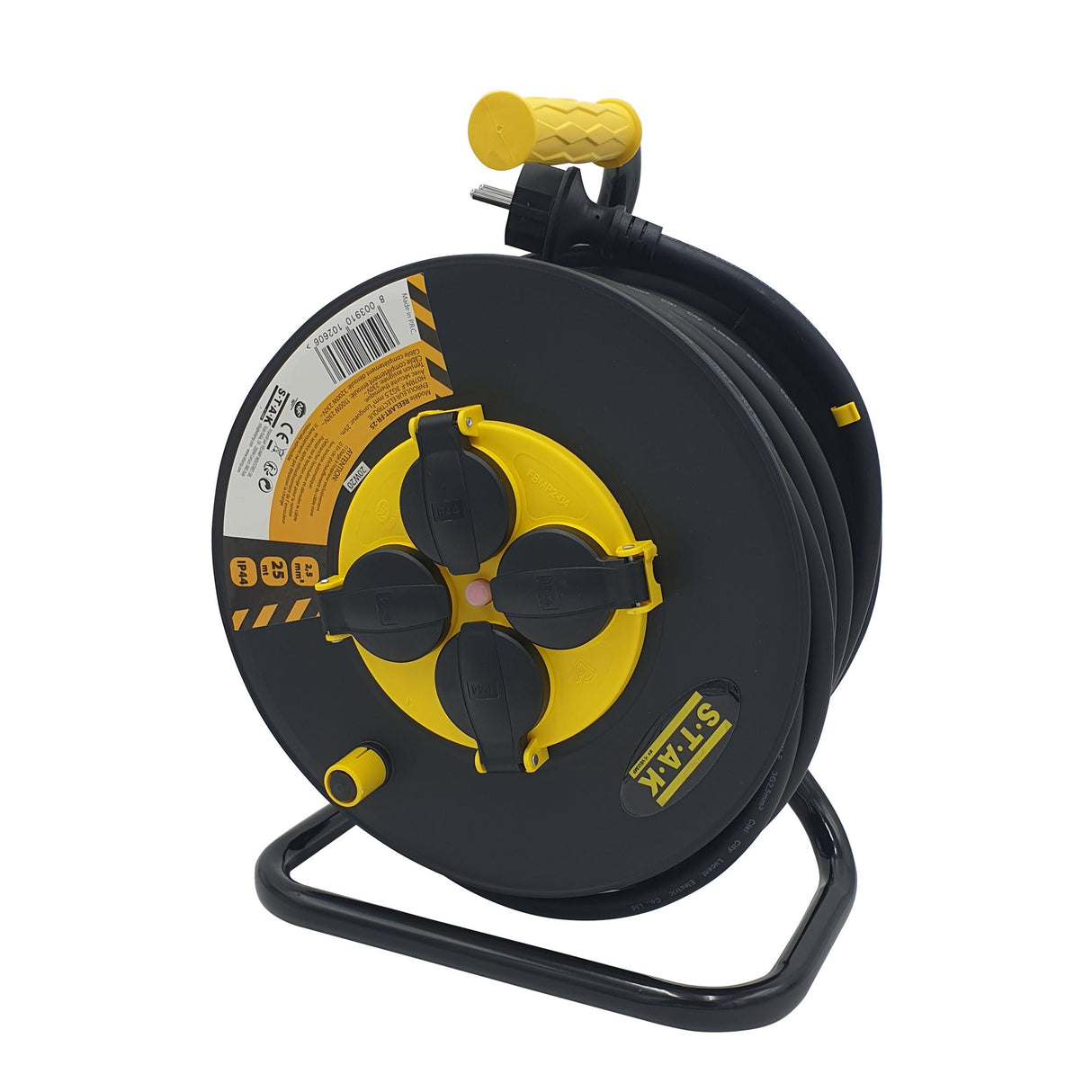 Enrouleur pro,  4 prises, H07RN-F3G2.5MM2, 25M , NF,CE - IP44.  - VELAMP - REELART-FR-25