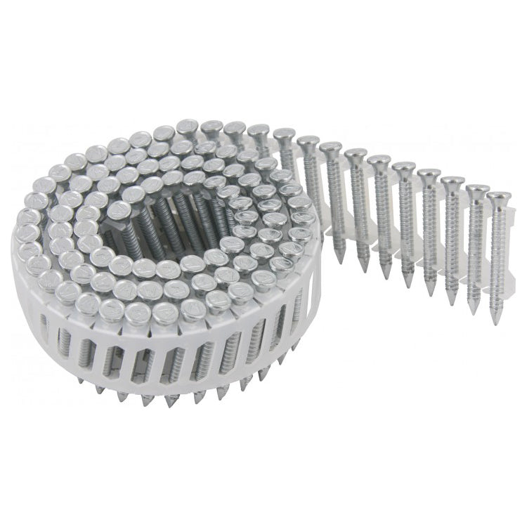Pointes d'Ancrage 40 x 4 mm en Rouleaux 16° Tête Plate Fraisée Electrozinguée 15µ Annelée Liaison Plastique NORFIX