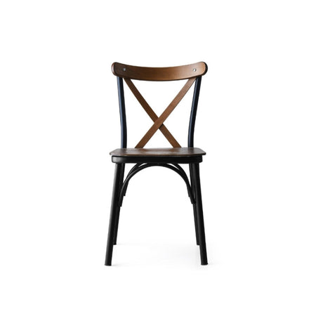 Set de 4 chaises cuisine En Métal Noir Et Bois Massif Foncé Loryne