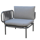 Pack de 2 accoudoirs Bali - 64.5 x 40.5 x 18.5 cm - aluminium & polyester - gris foncé & gris