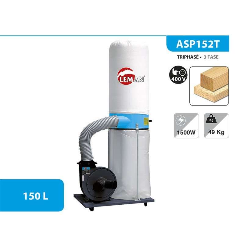 Aspirateur d'atelier à Bois - LEMAN - 150 litres Triphasé -ASP152T