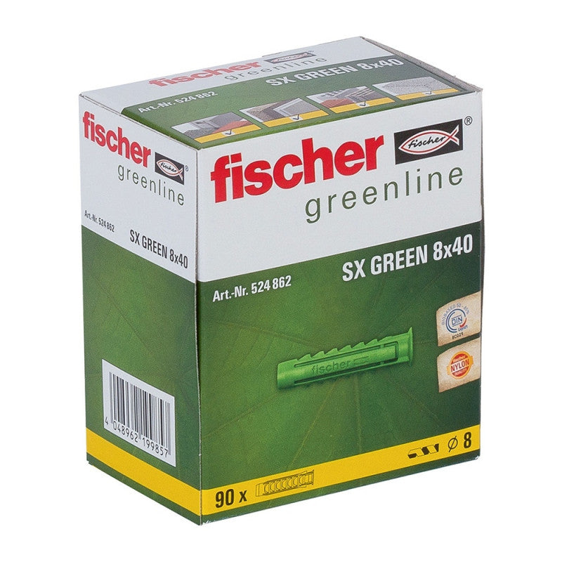 Boite de 90 chevilles à expansion FISCHER SX - vert