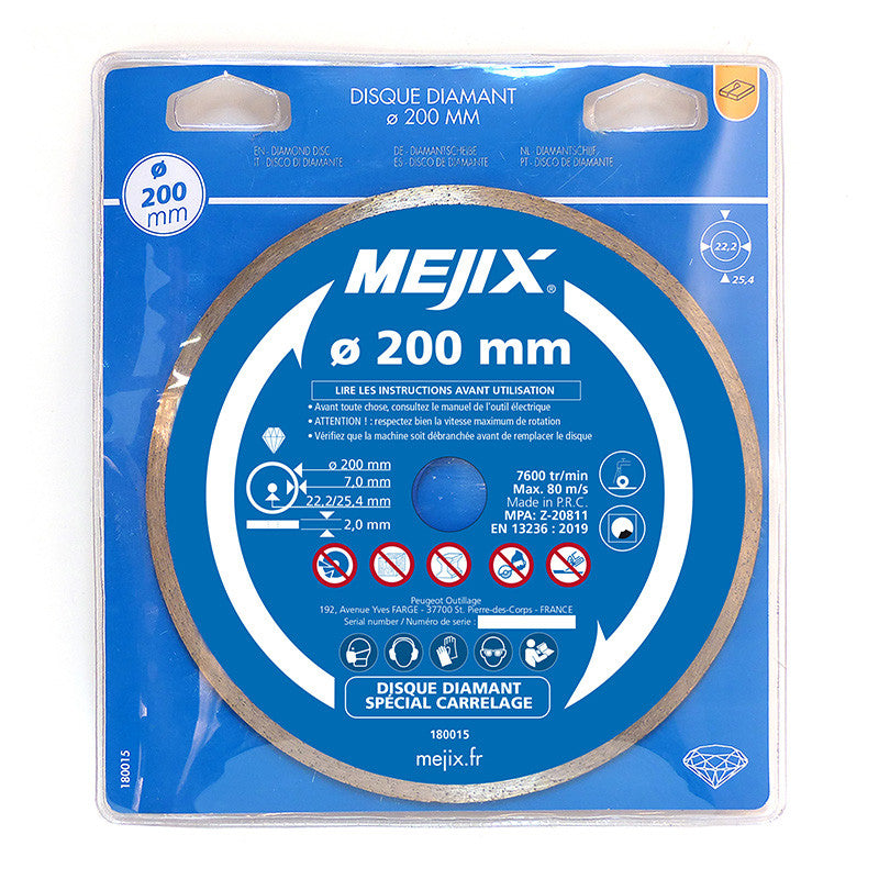 Disque diamant - MEJIX - 180015 - 200 mm BR 25.4/22.2 mm