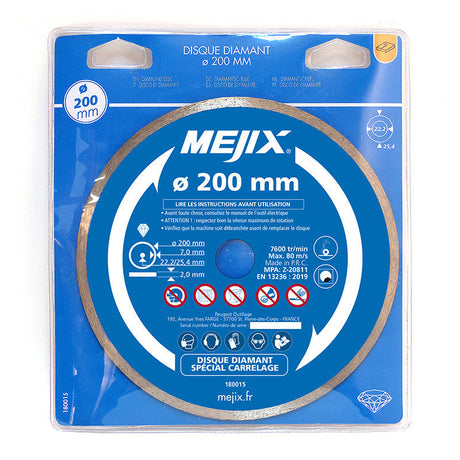 Disque diamant - MEJIX - 180015 - 200 mm BR 25.4/22.2 mm