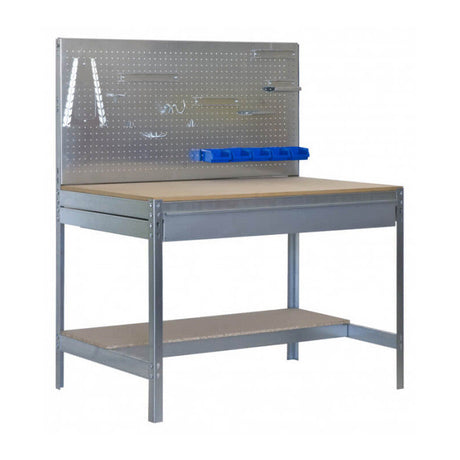 Etabli de travail 1200mm - SIMONRACK - BT2 BOX 1200 - 2 tablettes 1 tiroir et panneau percé