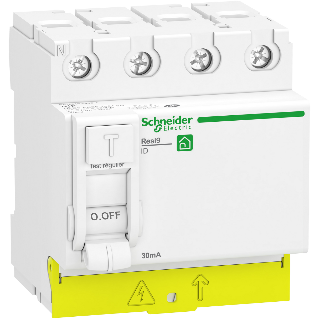 Interrupteur différentiel SCHNEIDER R9PRA440 40A type A 30mA 3P+N peignable Resi9 XP