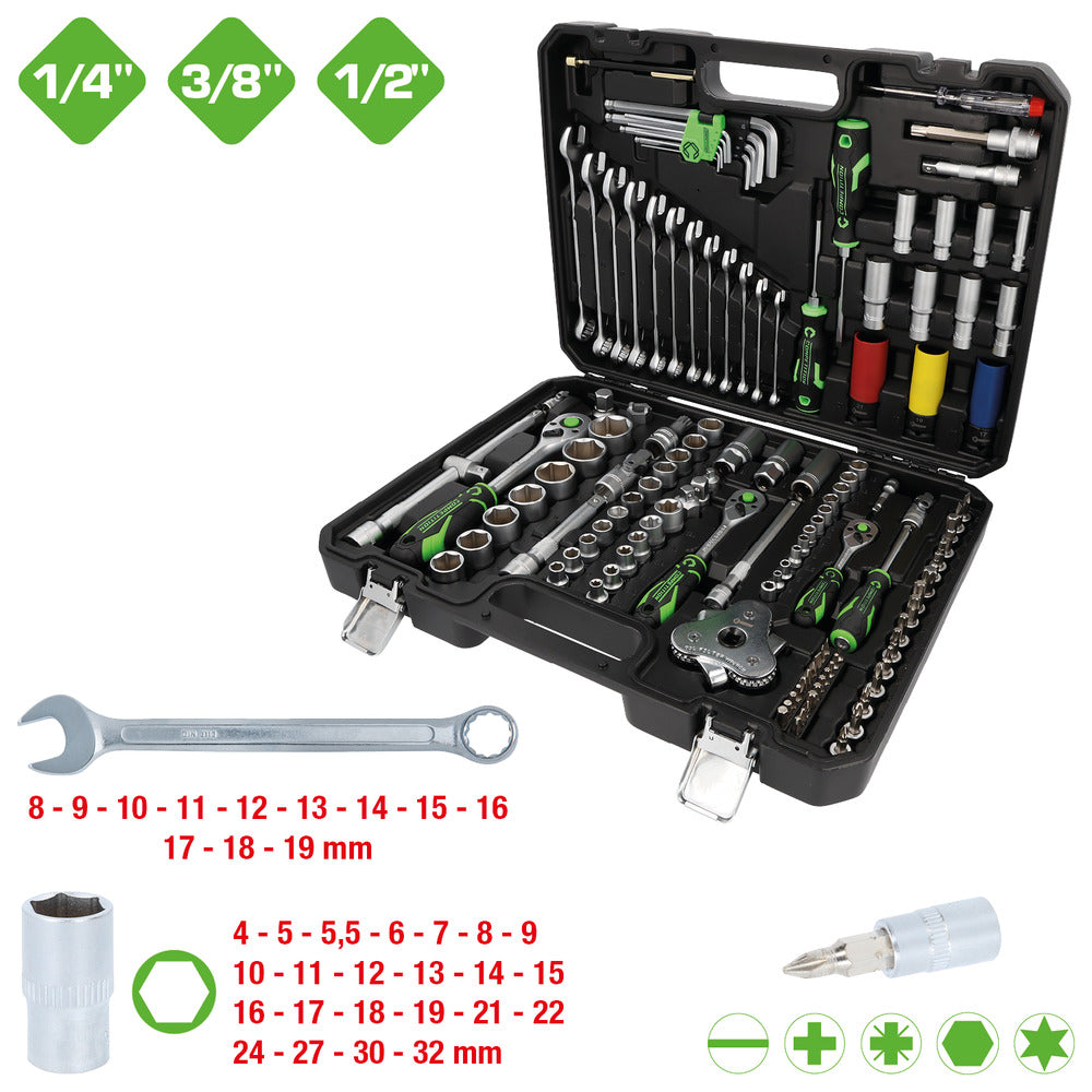 Coffret d'outillage COMPETITION 1/4"+3/8"+1/2", 132 pcs, spécial automobile - 512.0132 COMPETITION