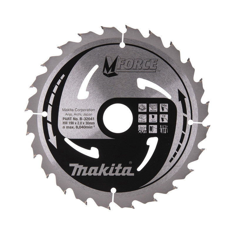 Lame de scie circulaire, MAKITA  B-32041  M-Force T.C.T, 190 x 30 mm, 24 dents, pour bois