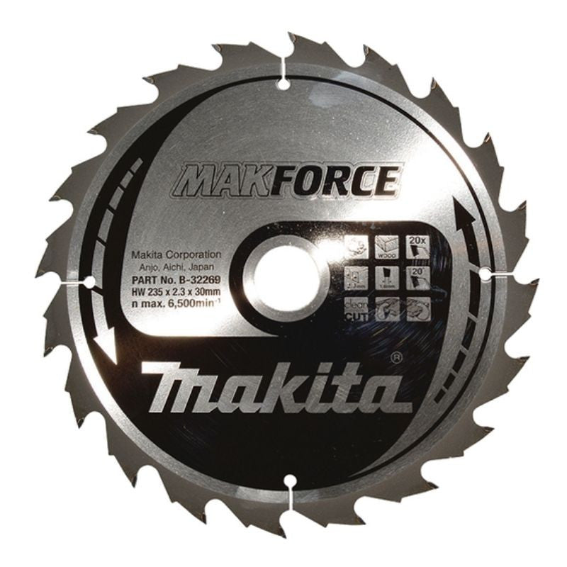 Lame de scie MAKFORCE MAKITA B-32269 235mmx30x60D pour la coupe du bois (Medium Cut)