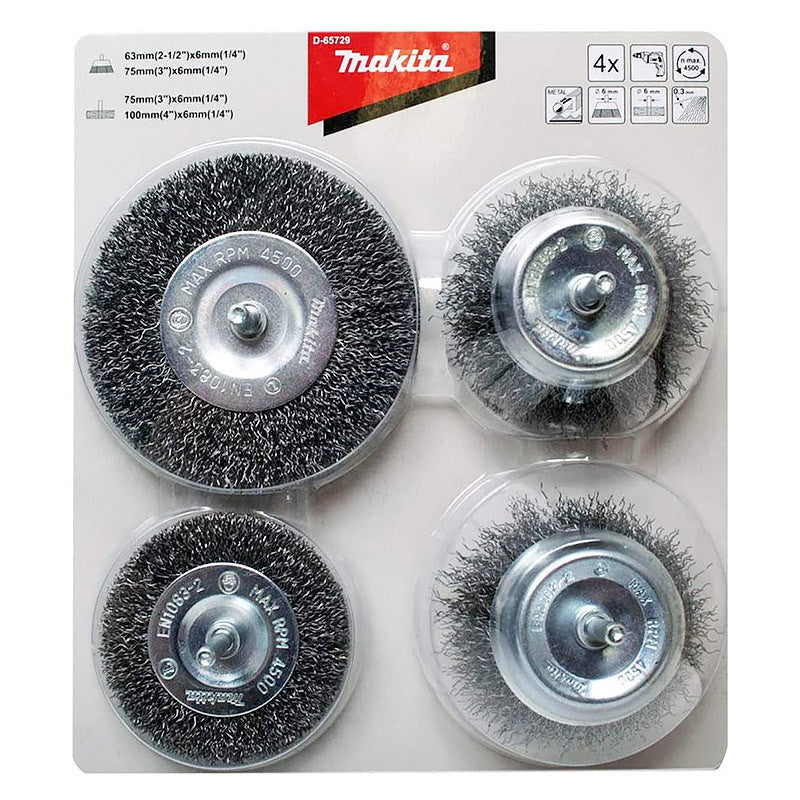 ‎Lot de 4 brosses rondes acier MAKITA D-65729