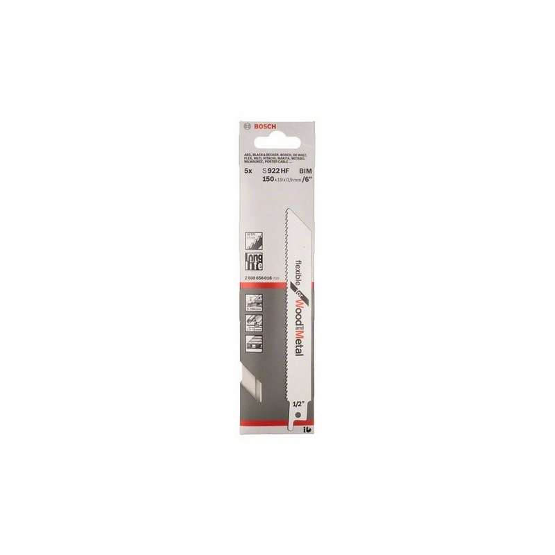 Lot de 5 Lames de Scie sabre BOSCH PRO S922HF Bois / Métal
