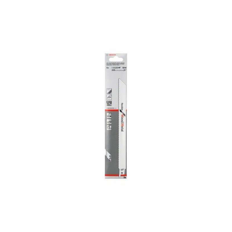 Lot de 5 lames de scie sabre S 1122 HF BOSCH 2608656021 pour bois et métal