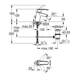 Mitigeur de lavabo START GROHE 32559001 - monocommande - taille S - bec bas - chrome