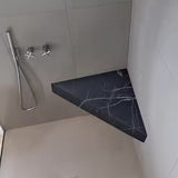 Banc d'angle pour douche en résine imitation marbre 53 x 53 x 8 cm MARMOX