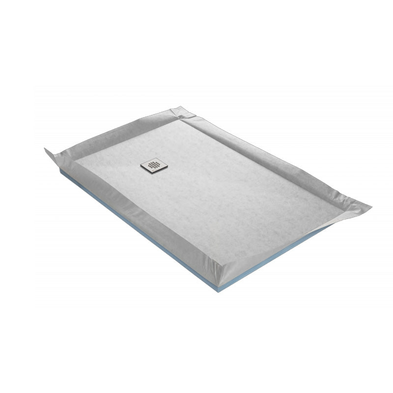 Receveur à carreler MARMOX ultra plat grille carrée excentrée et siphon ultra plat