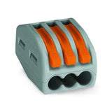 Pack de 15 bornes de connexion rapide à levier WAGO 3 entrées  fil souple & rigide - 222-413