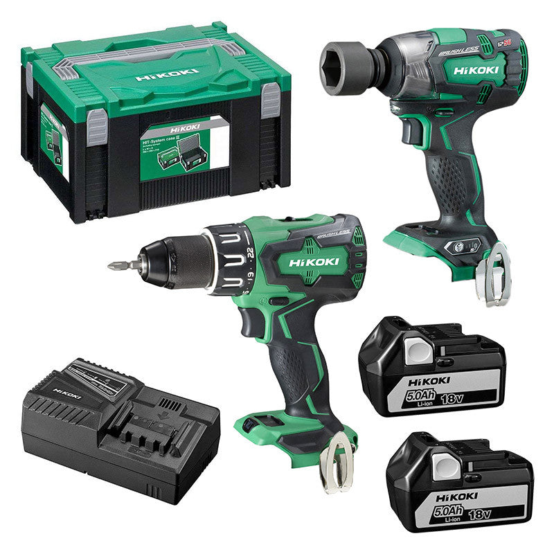 Pack HIKOKI KC18DPL Perceuse visseuse DS18DBSL + Boulonneuse à choc WR18DBDL2 (2 x 5,0 Ah)